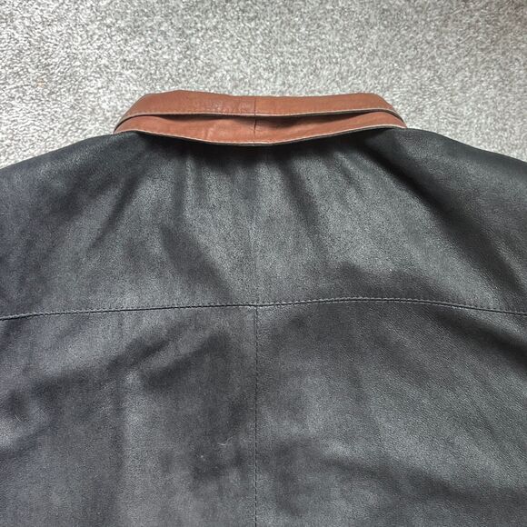 VTG Remy Soft Leather Jacket Double Collar, Black, Iridescent Lining, Mens Large - Picture 10 of 10